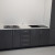 Тёмно-серый прямой кухонный гарнитур со шкафами