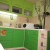 Большая зеленая угловая кухня 12 кв.м с матовыми МДФ фасадами